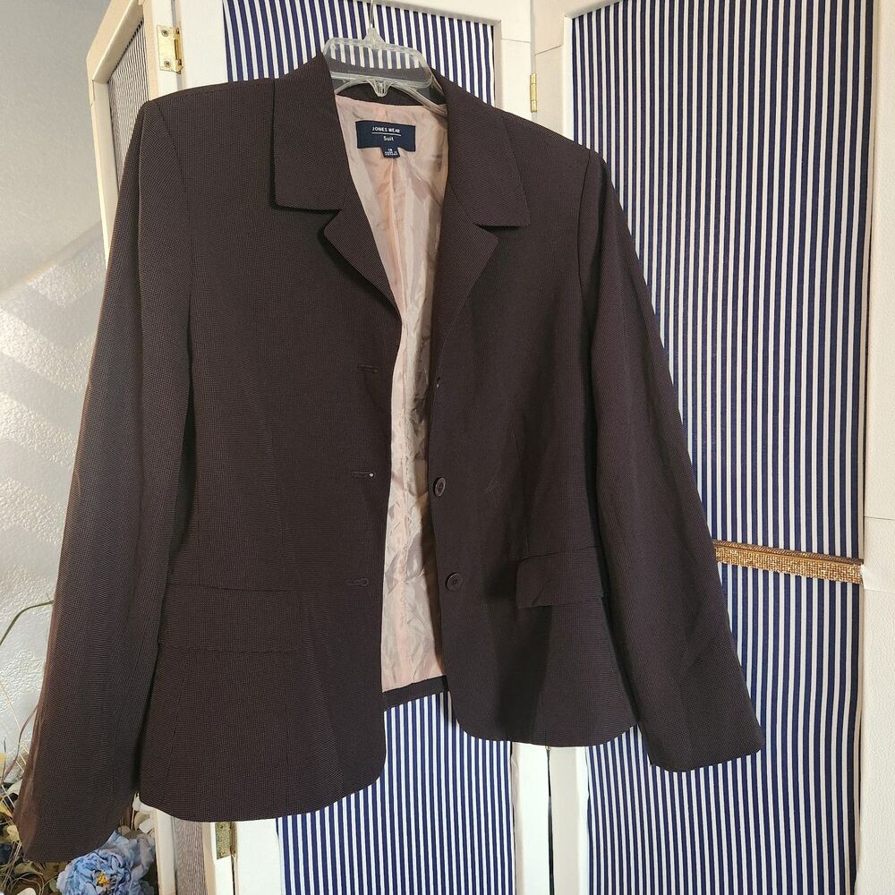 Jones Wear Brown/ White Mini Polka Dot Blazer Size 18